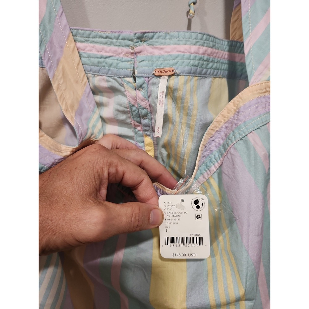 Free People NWT Dress Womens L Sundress Midi Pastel Combo C8130 Sleeveless New - Picture 8 of 13
